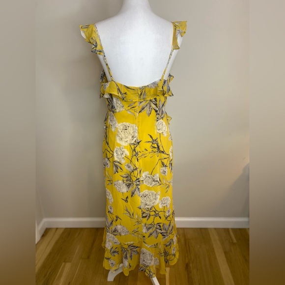 Lucy Paris Marissa Ruffled Yellow Floral Dress Size Medium - Picture 6 of 11